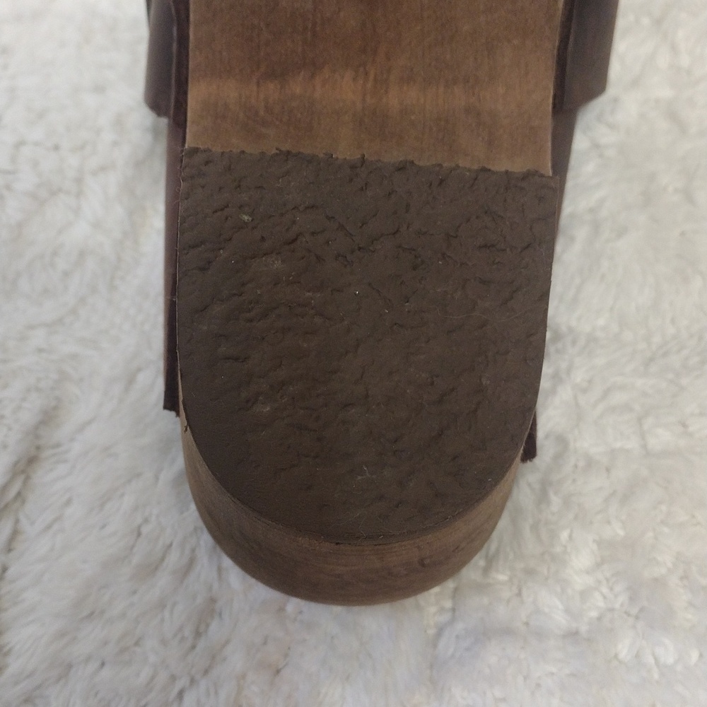 Sanita Women's Brown Leather Slip-On Clog with Buckle Size 38 - Picture 7 of 9